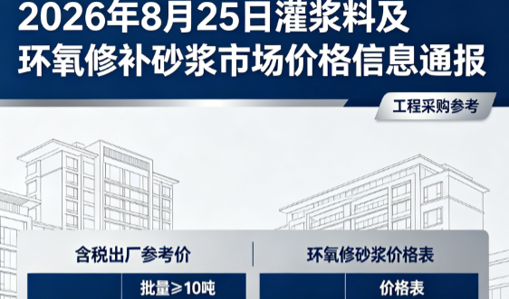 来宾2026年8月25日灌浆料及环氧修补砂浆市场价格信息通报